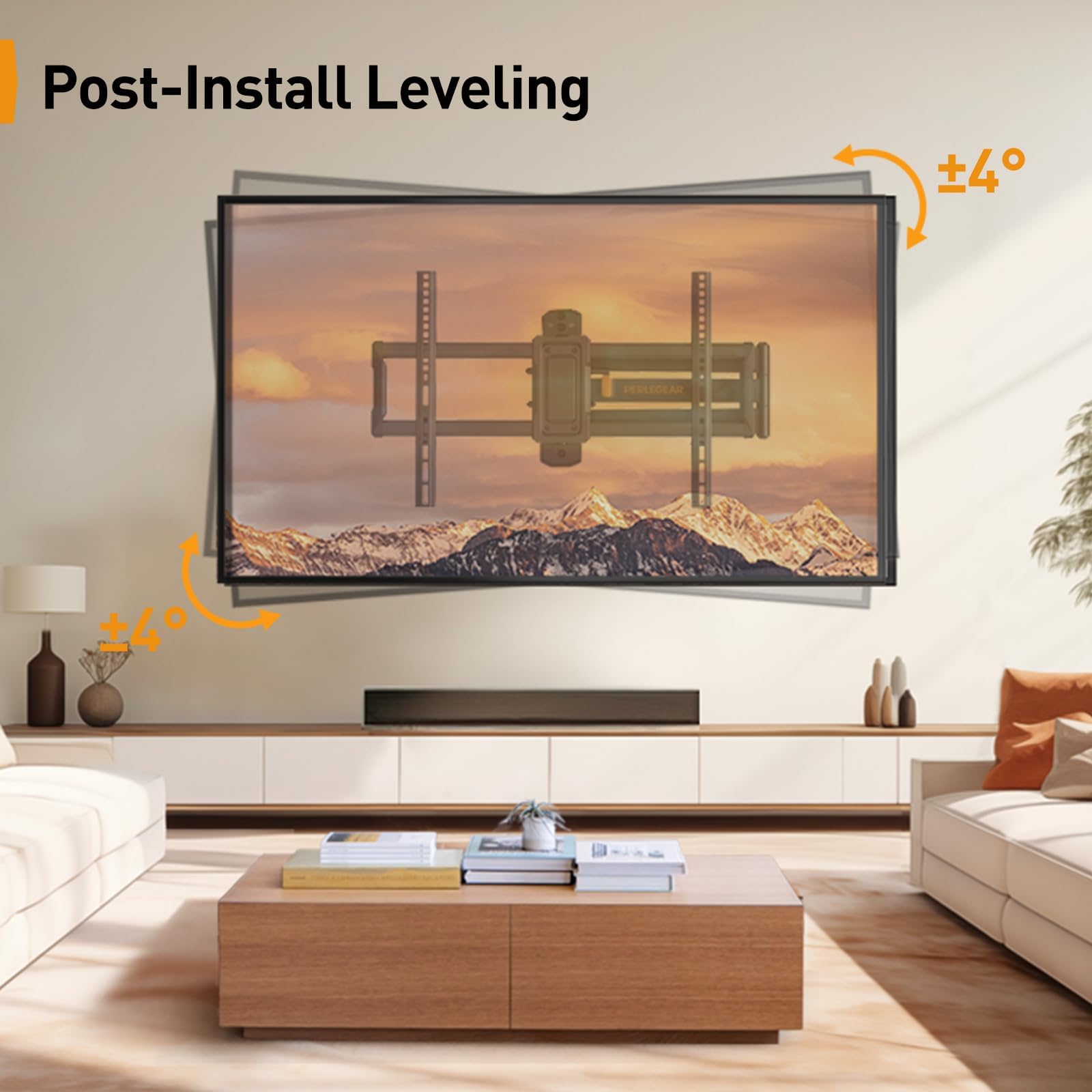 Perlegear Staffa di montaggio a parete angolare per TV a braccio lungo, per TV da 32"-75", VESA max 600 x 400 mm, supporta 45,4 kg
