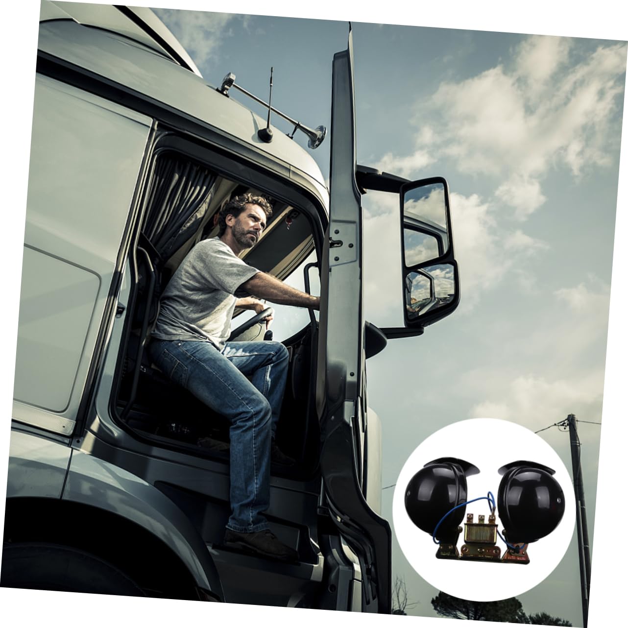MAGICLULU Türkenhorn 12v Schneckenhorn Zweiklanghorn 2 Stück 12v Schwarz Kupfer Starke Durchdringung Warnfunktion für Auto und Lkw