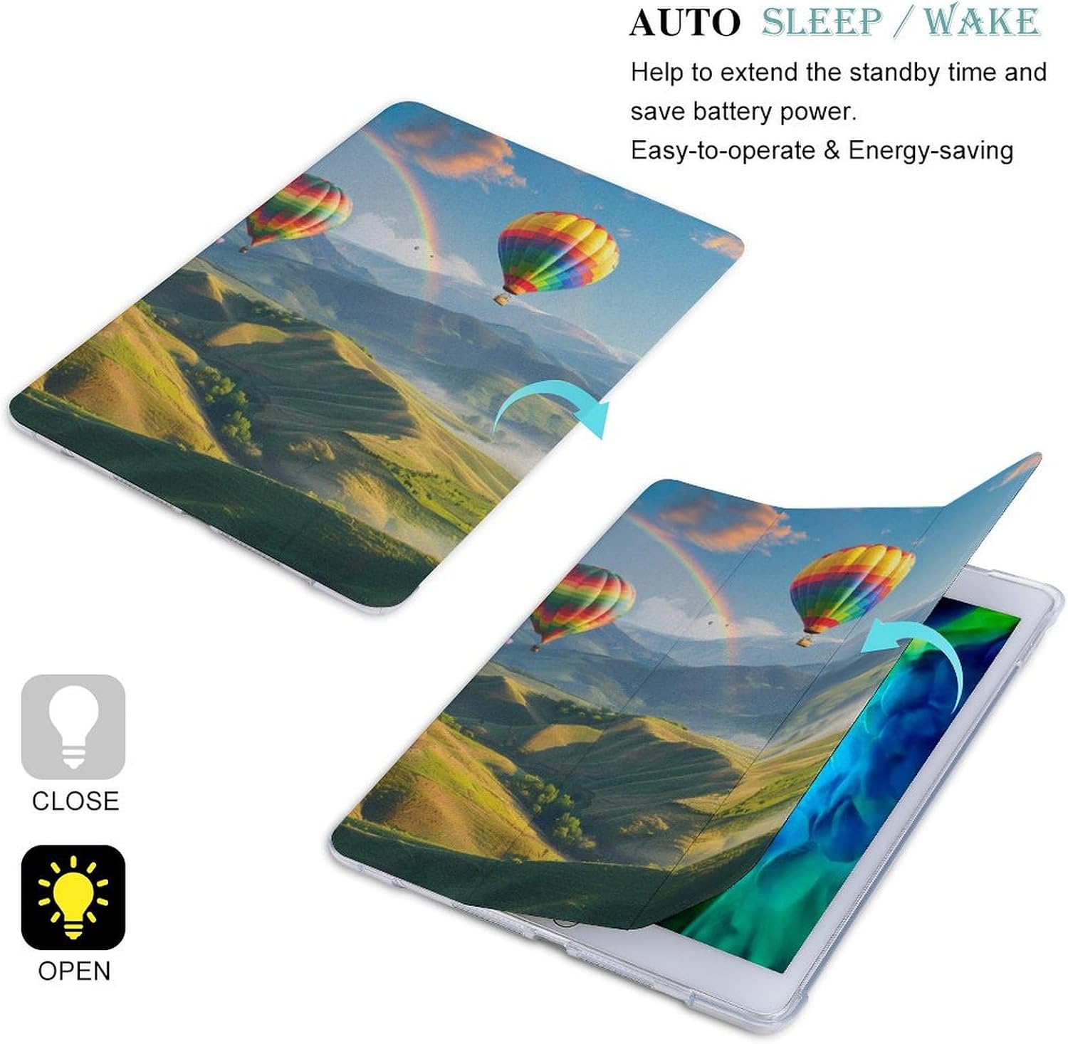 Hot-Air Balloons Case Compatible for IPAD 2020 （10.2in） Tablet Cases Protection Stand Cover Women Men