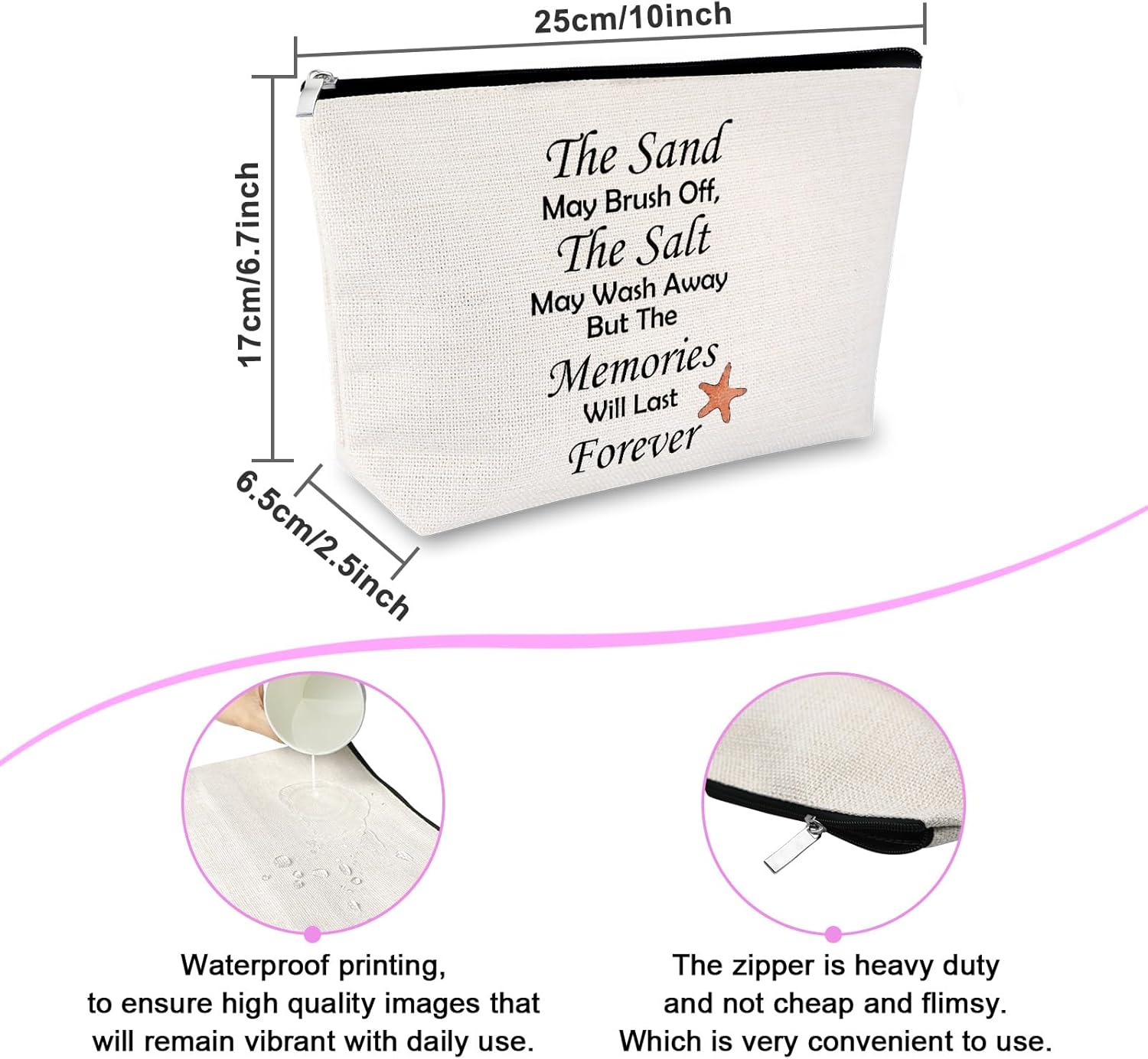 Sfodiary Summer Beach Themed Makeup Bag Graduation Gifts for Friends Graduate Friendship Gifts for Women Friends Funny Beach Cosmetic Bag Long Distance Presents for Sister Besties Zipper Travel Pouch - Image 2