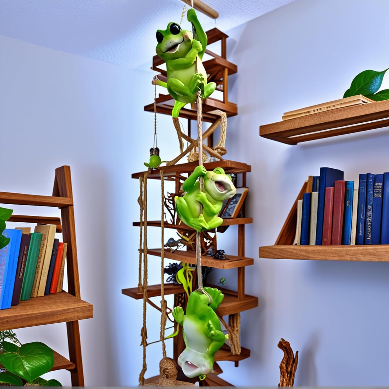 3pcs Hanging Frog Decor Frog Figurine and Statue Toad Sculpture Garden Yard Art Decorations Indoor Outdoor