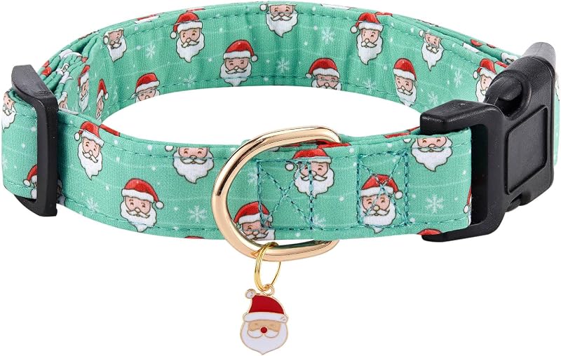 Coleira de Algodão para Cães com Estampa de Papai Noel, Breakaway, Tamanho M - Jelwuion