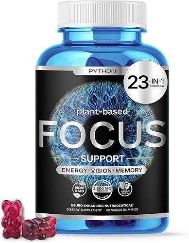 Python Focus - Suplemento para la salud cerebral Nootrópico para la memoria y la concentración AREDS 2 Eye + Brain Vitaminas y Minerales Gomitas