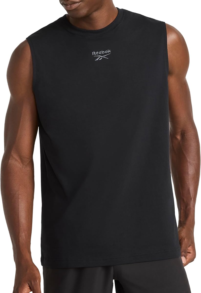 Reebok Men's Legacy Sleeveless Crewneck Tank Top, Standard Fit, Lightweight Cotton-Poly Jersey Fabric