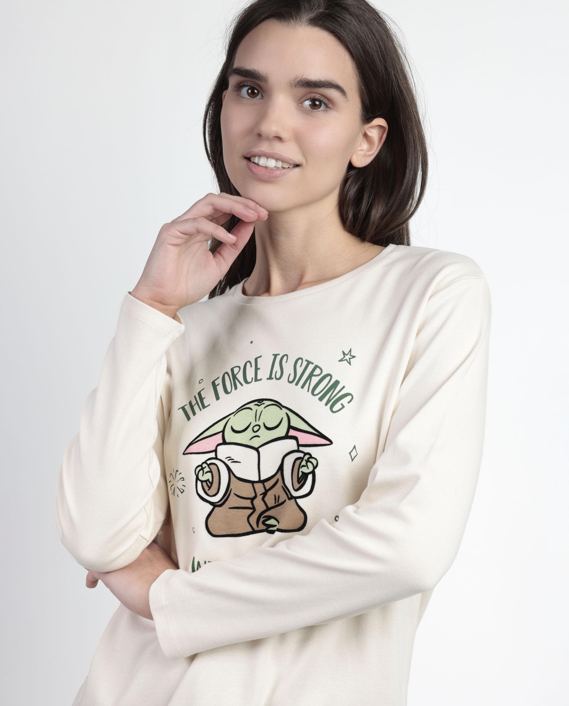 Star Wars Mandalorian Pijama Manga Larga grogu Cute para Mujer