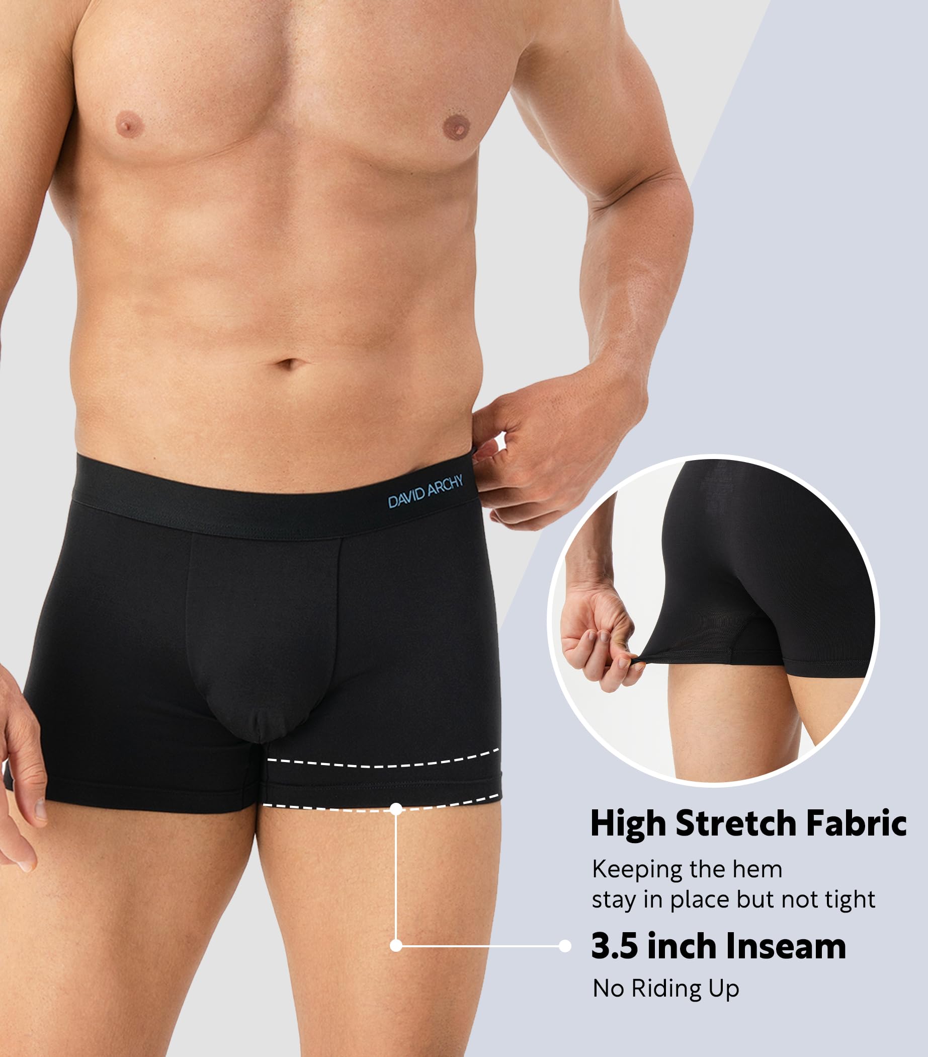 DAVID ARCHY Calzoncillos Tipo bóxer para Hombre, cómodos, Suaves, para Uso Diario, Paquete de 7