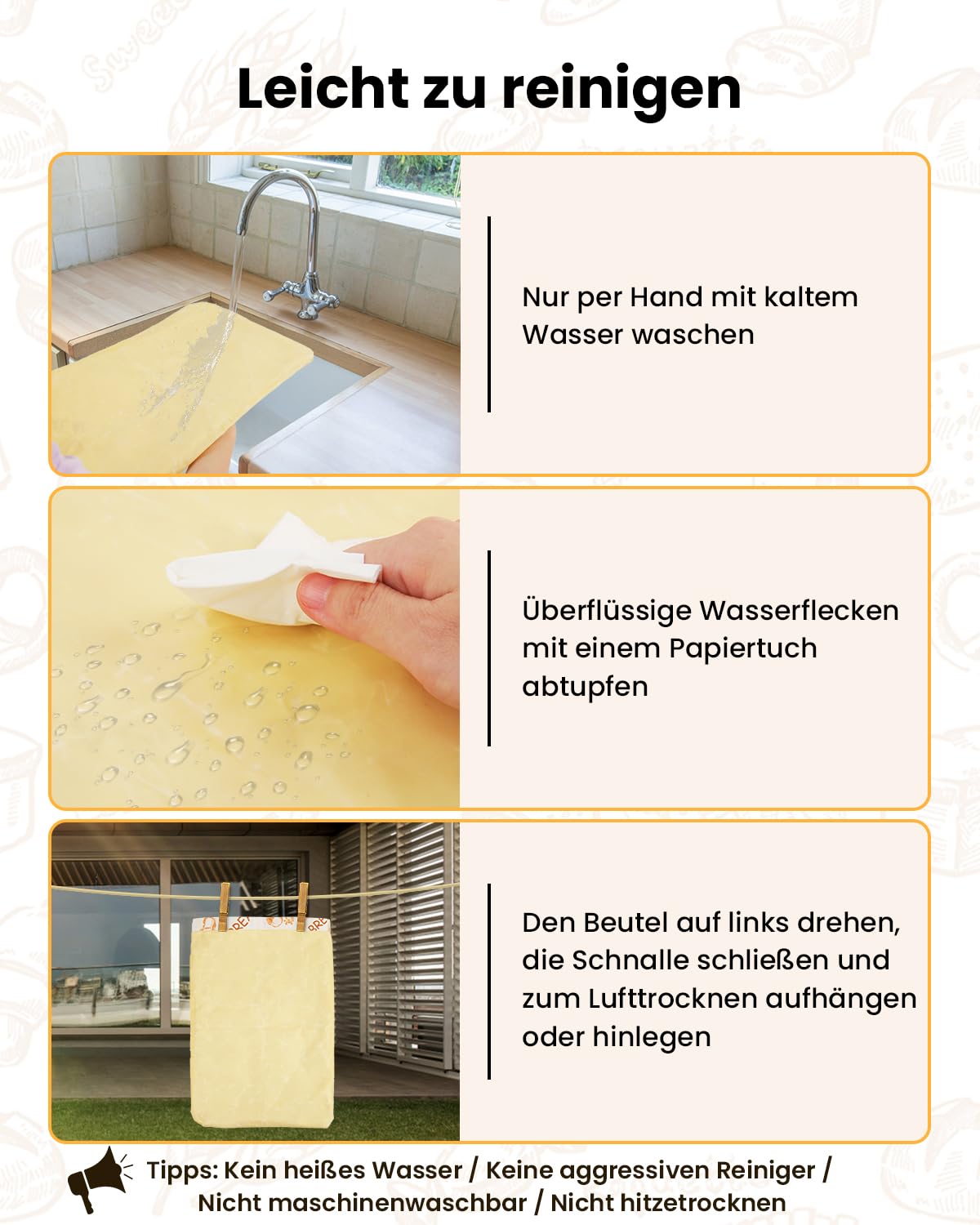 GEEKHOM Bienenwachs Brotbeutel 2 Stück Brotbeutel Leinen Wiederverwendbar für Sauerteig mit Reißverschluss 33×43 cm zur längeren Frischehaltung Waschbar