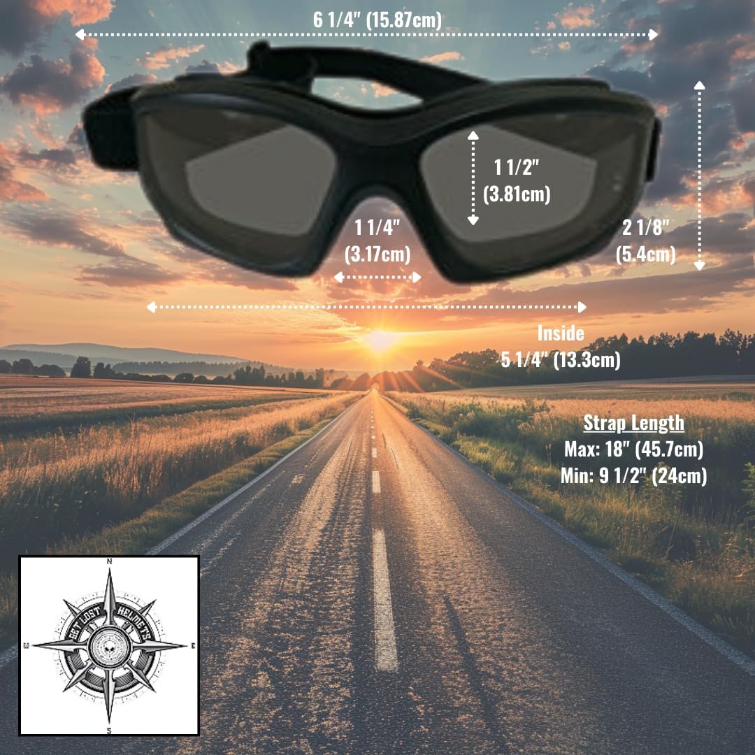Motorcycle Goggles For Men: Heavy-Duty Motorcycle Riding Goggles w/Hard Case, Cleaning Cloth, & Pouch