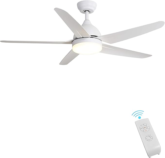 Indoor Ceiling Fan Light Fixtures FINXIN White Remote LED 52 Ceiling