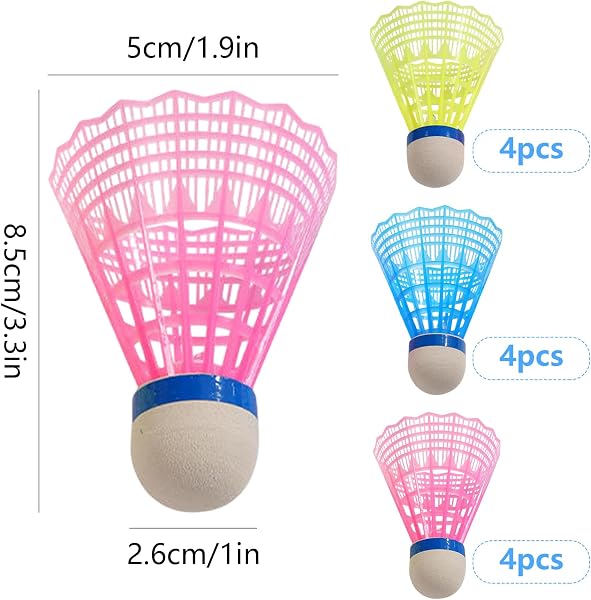 Vaskula 12 Pièces LED Couleur Volant Badminton Plume Nylon Volant Badminton Exterieur Convient Aux Débutants et Professionnels pour Les Sports Intérieurs et Extérieurs - 2