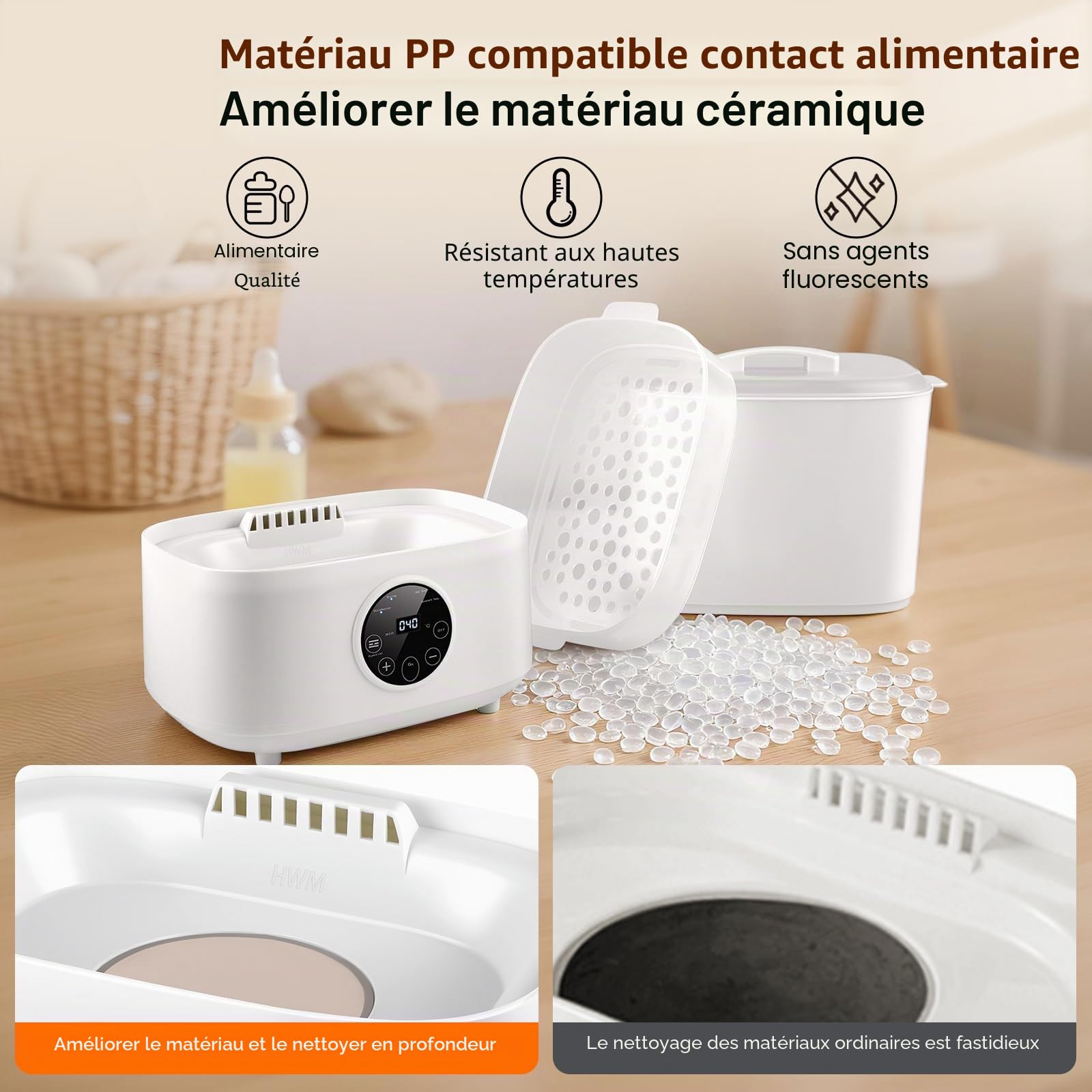 Stérilisateur pour biberons, biberons stérilisateur bébé | 5 en 1 : stérilisation, séchage, stérilisation et séchage automatique, réchauffer les aliments, garder les biberons au chaud | Capacité de 8