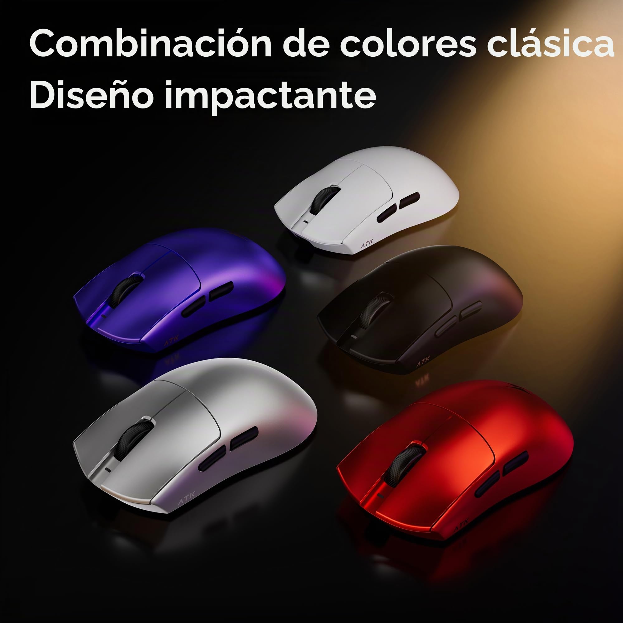 ATK Blazing Sky X1 V2 Ratón inalámbrico para juegos, 54 g, ligero, sensor PAW3950Ultra, MCU nórdico 54L15, interruptores ópticos, nuevo dongle GEM 8K, doble modo 2,4 G/cable (ultimo, rojo metálico)