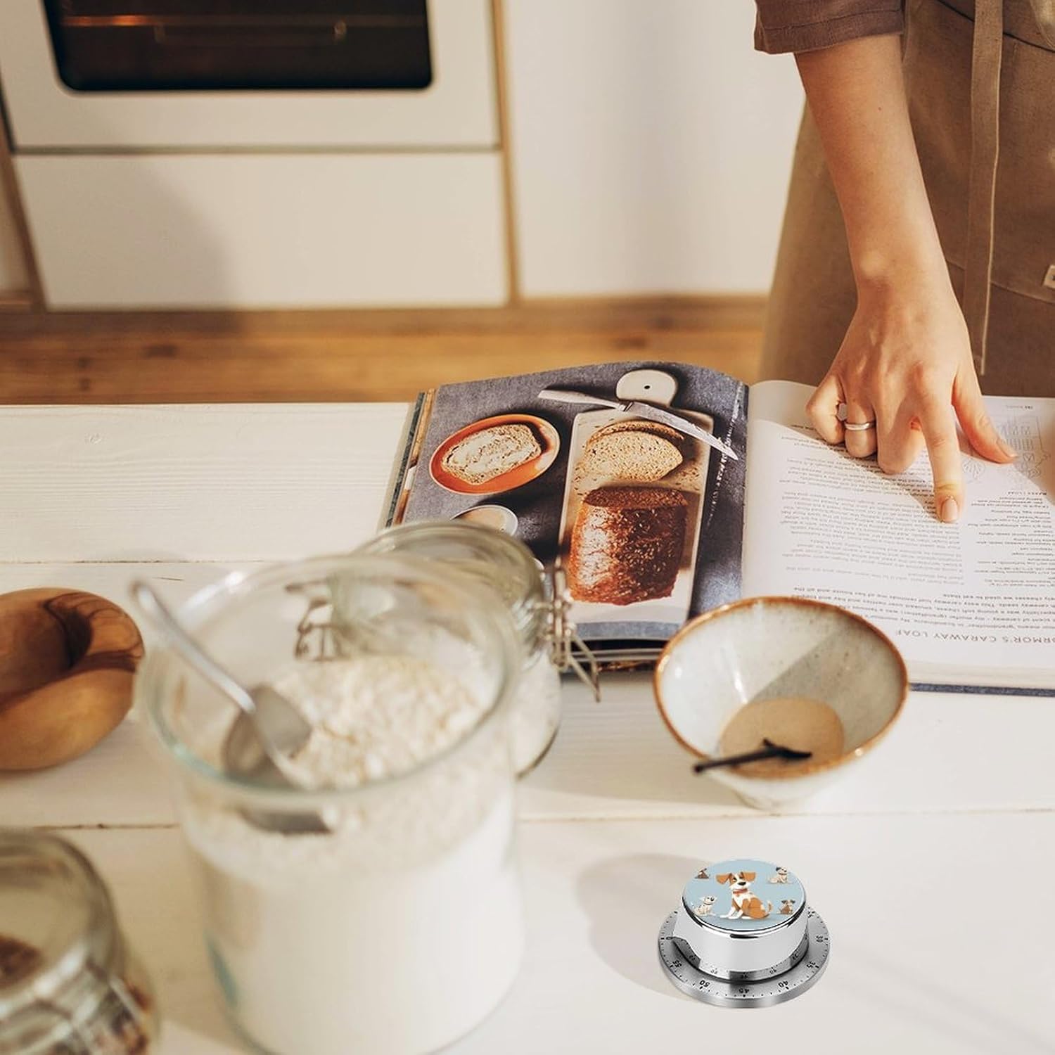 Dog Timer Stainless Steel Kitchen Timers Waterproof & Rust-Proof 60 Minute Mechanical Timer with Loud Alarm for Cooking, Baking, Fitness