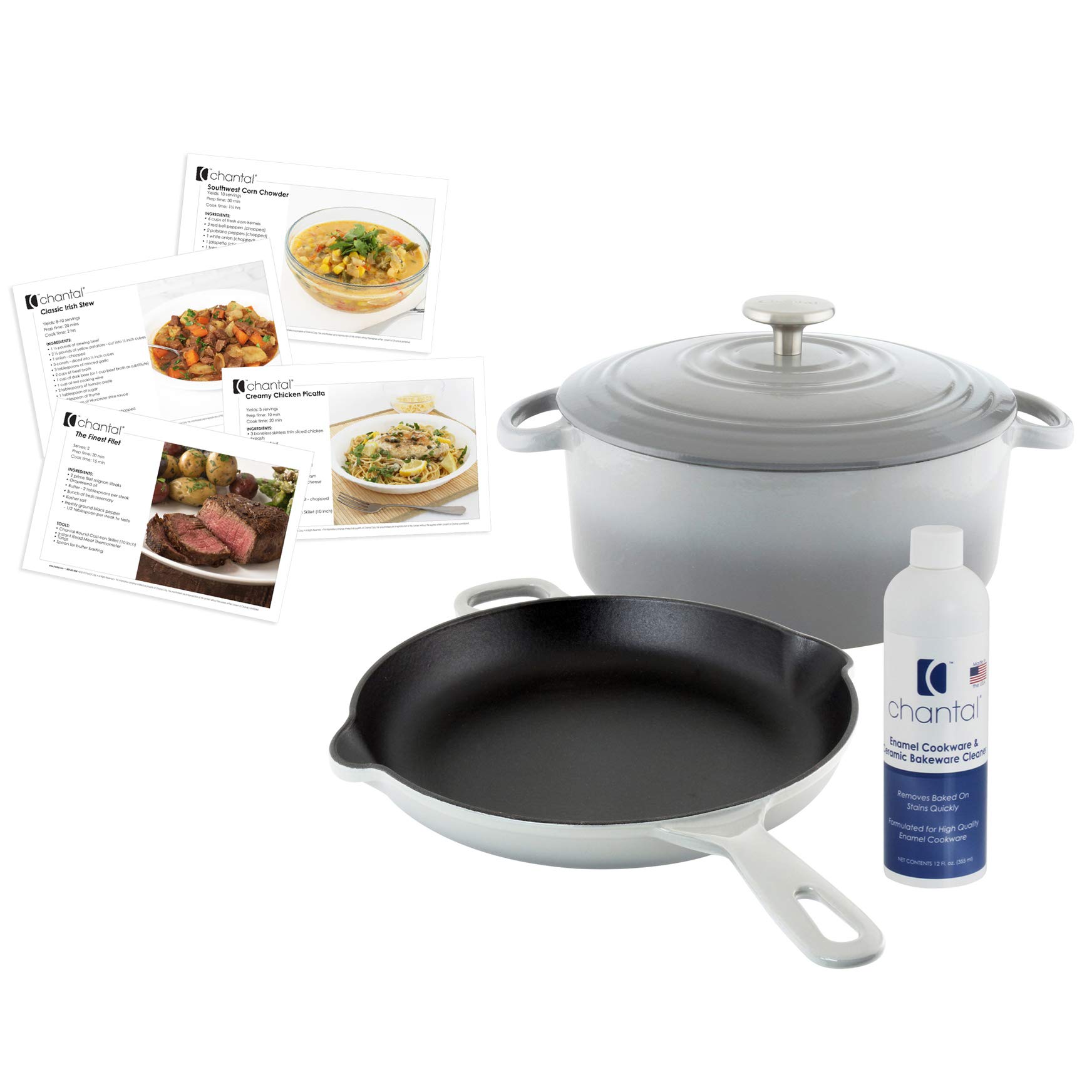 Buy Chantal Enameled Cast Iron Cookware, 3 pc Set, Fade Grey Online at