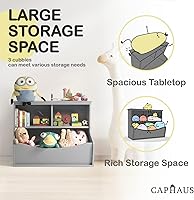 Vista 5 de CAPHAUS Organizador de almacenamiento de juguetes para niños, cubículo de almacenamiento abierto, gabinete multifuncional de almacenamiento