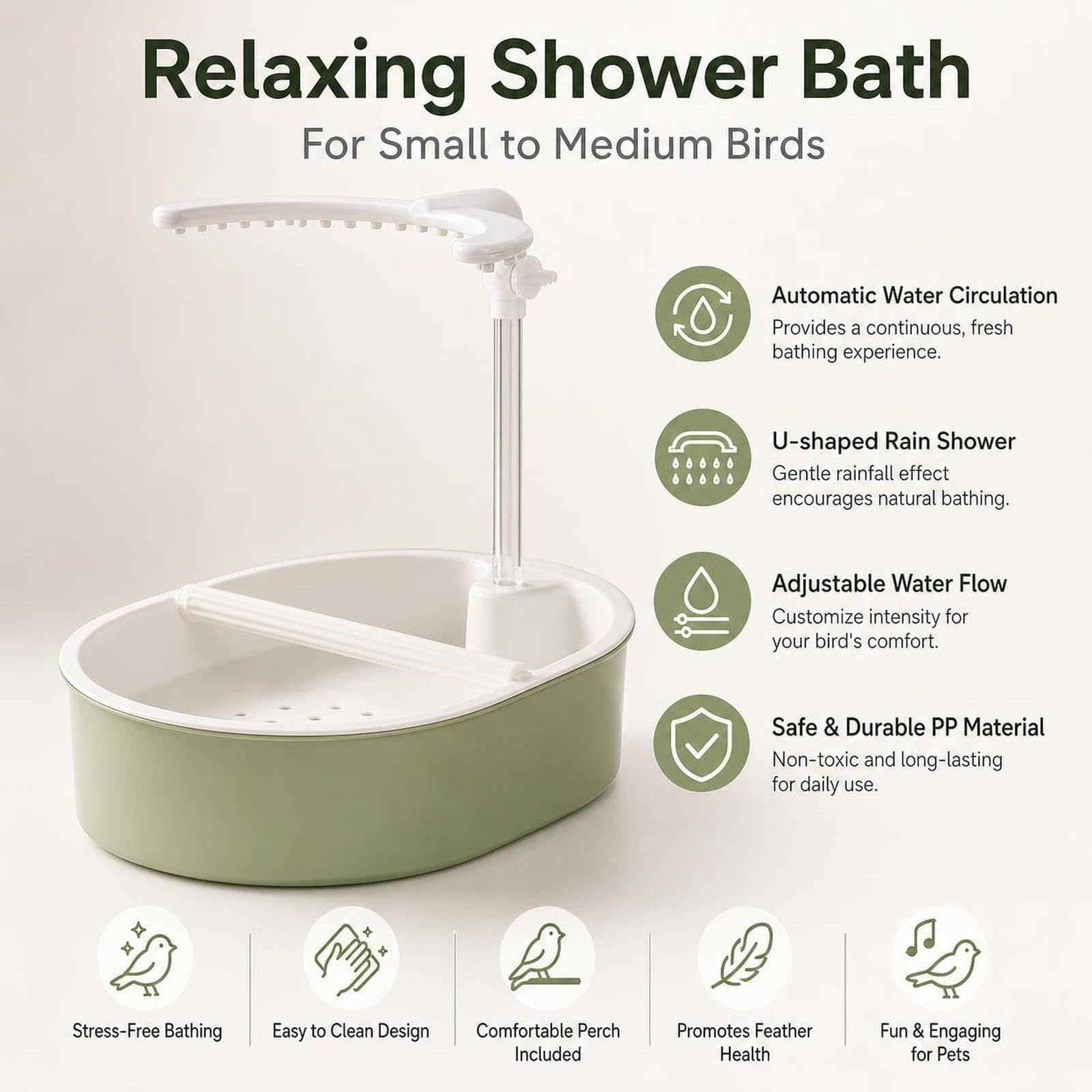 Papageienbadewanne Automatisches Badehaus Vogelzubehör Stabiles Pp Material Multifunktional Einstellbar für Wellensittiche Papageien Paarvögel Heimanw, Weiß