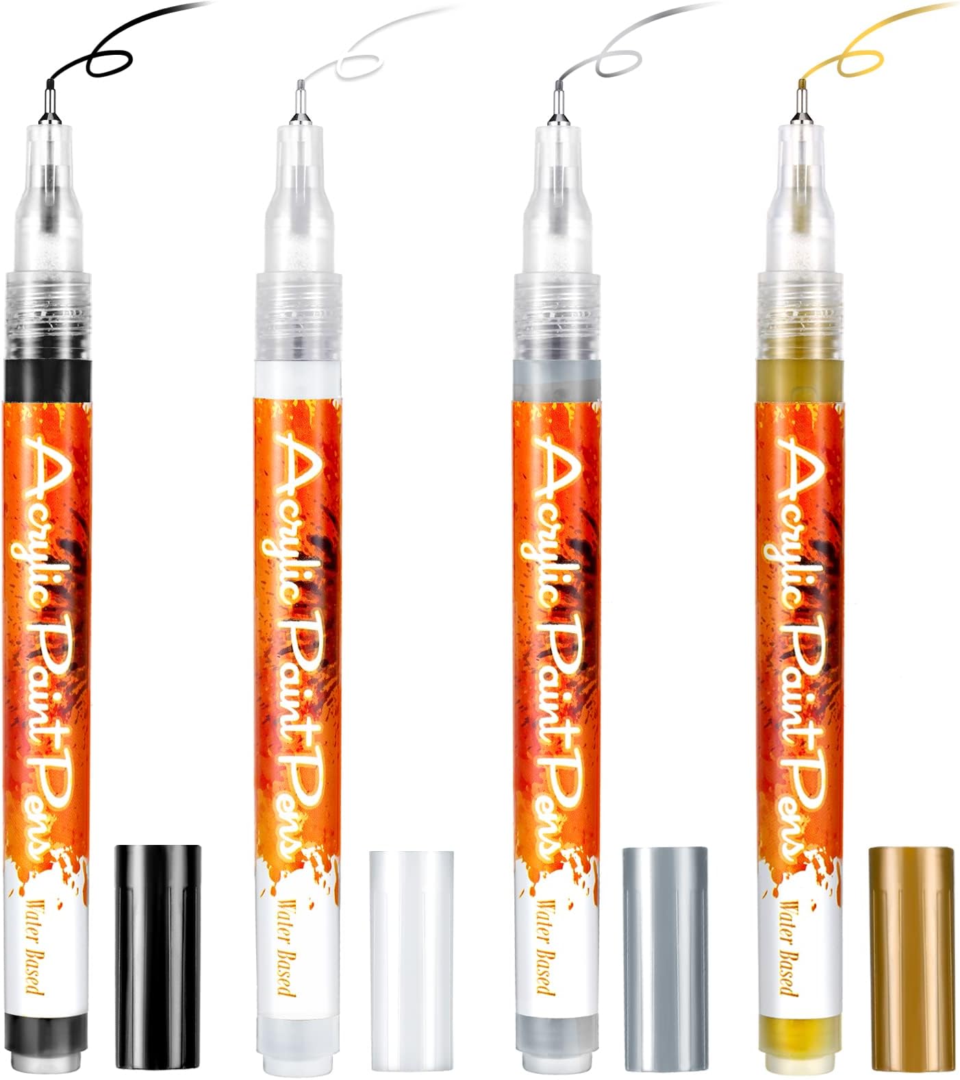 Nail Art Pen 4 Pieces Nail Polish Pens Portable Nail Art Pens Fine Tip Nail Painting Drawing Nail Graffiti Pen Quick Dry DIY Flower Abstract Lines Details Nail Art Pens Set Nail Art Beauty Tool