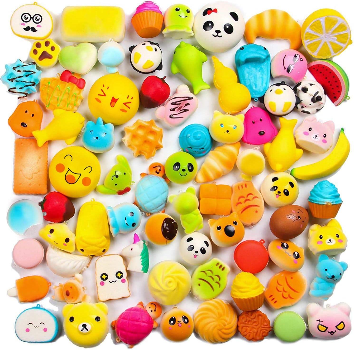 WATINC Random 20 pcs Squeeze Toys Cream Scented Kawaii Simulation Lovely Toy Medium Mini Soft Food Squeeze Toys, Phone Straps (20P Donuts)