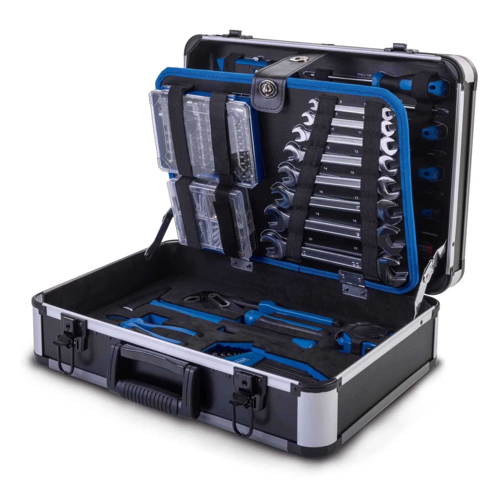 Scheppach Mallette à outils TB225 – Valise à outils – Coffret outils – Boîte à outils – Caisse à outils - Boîte de rangement - 235 pièces – En chrome vanadium - Idéal pour l'atelier