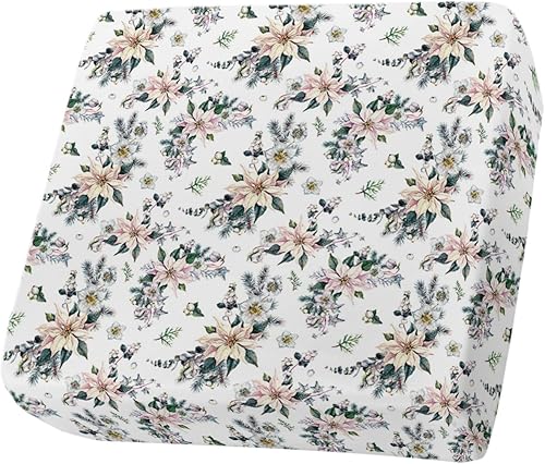 Wowouhiya Fundas de cojín de Navidad para sofá, funda elástica para sofá con parte inferior elástica, fundas de sofá botánicas de Navidad color rosa