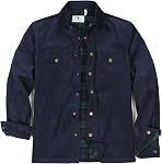 Men's Corduroy Shacket Jacket - Full Flannel Lined, Snap Button Work Utility Coat for Fall Winter