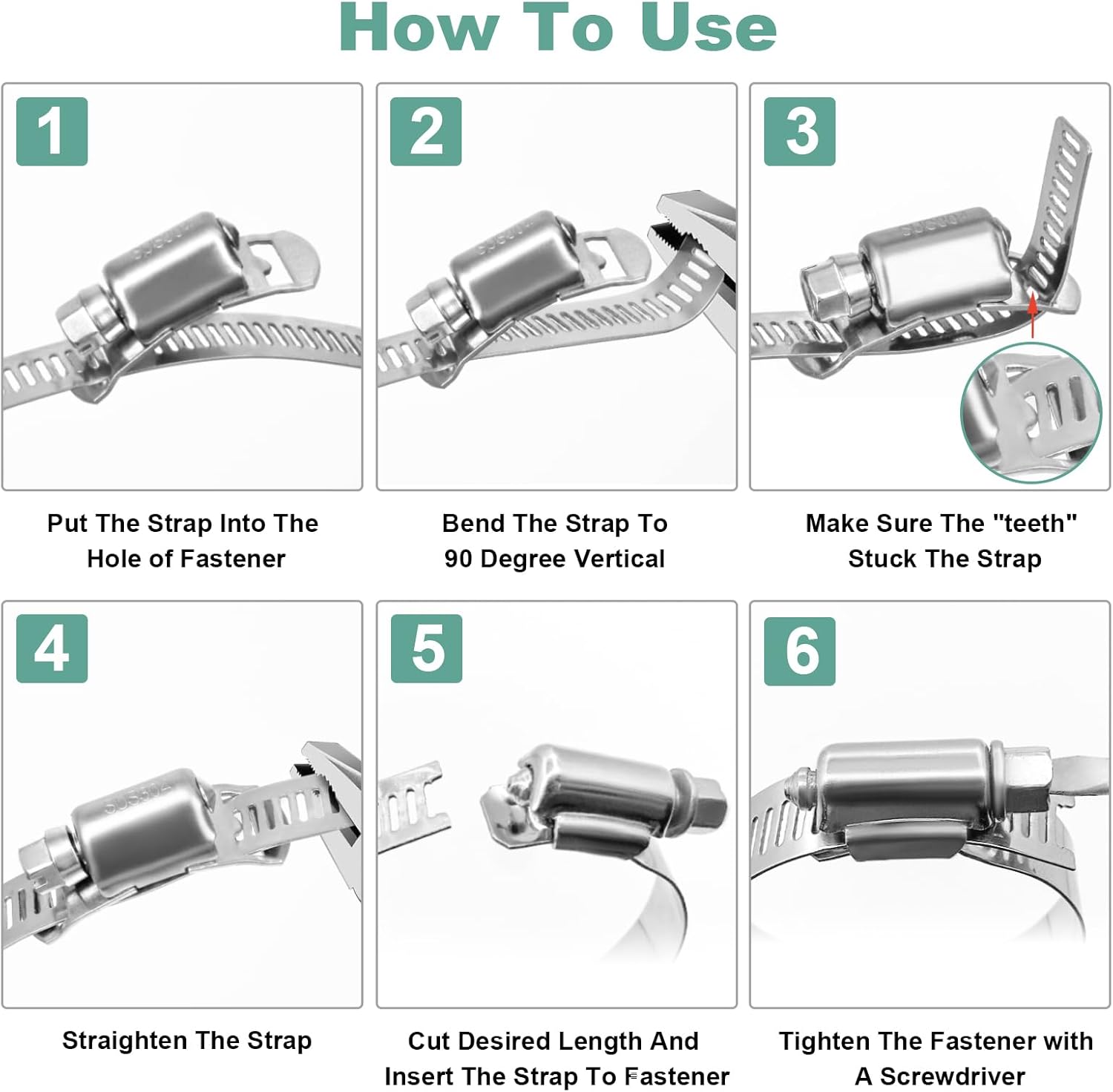 134 Inch(11.5ft) Stainless Steel Hose Clamps with 8 Fasteners, Large Worm Gear Hose Clamps Metal Straps DIY Band Pipe Clamps for Air Ducting Dryer Vent Hose Automotive Mechanical Plumbing