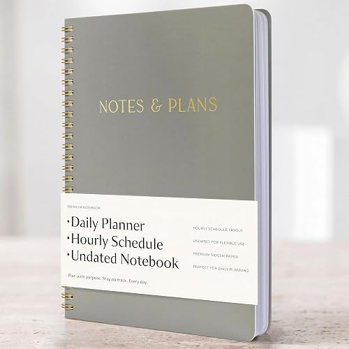Beautiful Daily Planner And Notebook With Hourly Schedule - Spiral Notebook