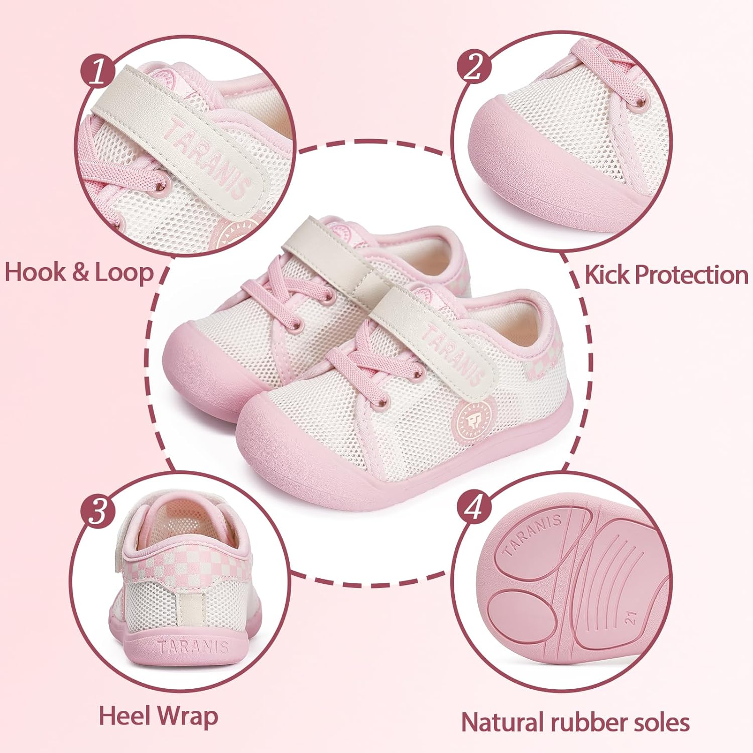 Toddler Shoes Boys Girls Infant Sneakers Baby Crib First Walker Lightweight Breathable Mesh Sneakers with Non-Slip Sole & Wide Toe Box Shoes