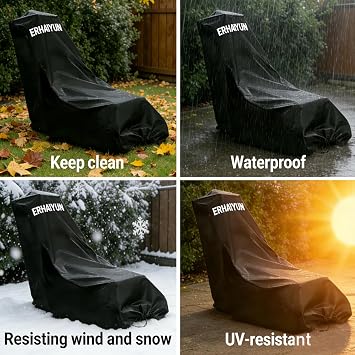 Lawn Mower Cover Waterproof Heavy Duty, 600D Polyester Push Lawnmower Covers for Outdoor with PA Coating & Drawstring & Storage Bag