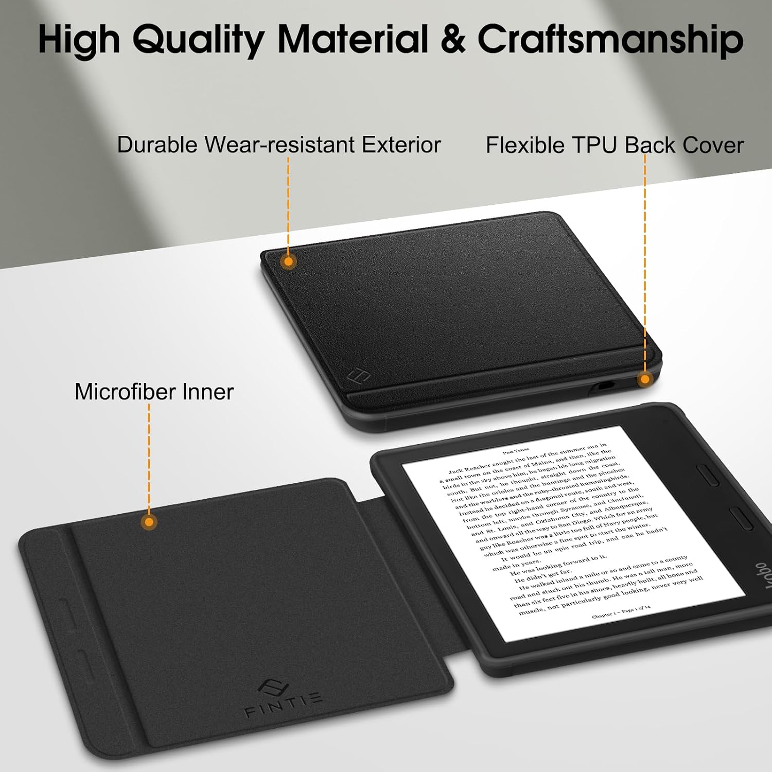 Fintie Slim Case for 7" Kobo Libra Colour/Kobo Libra 2, Black | Soft TPU Back Shell Cover with Full Corner Protection, Shock Absorption, Magnetic Closure, Auto Sleep/Wake