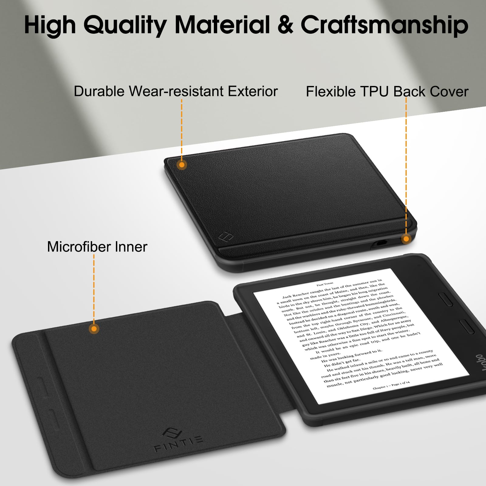 Fintie Etui do Tolino Vision 6 eReader (2021) / Kobo Libra 2 (2021) eReader - super lekkie, miękkie etui ochronne z TPU na tył z automatycznym wygaszeniem/wybudzaniem i zamknięciem magnetycznym,