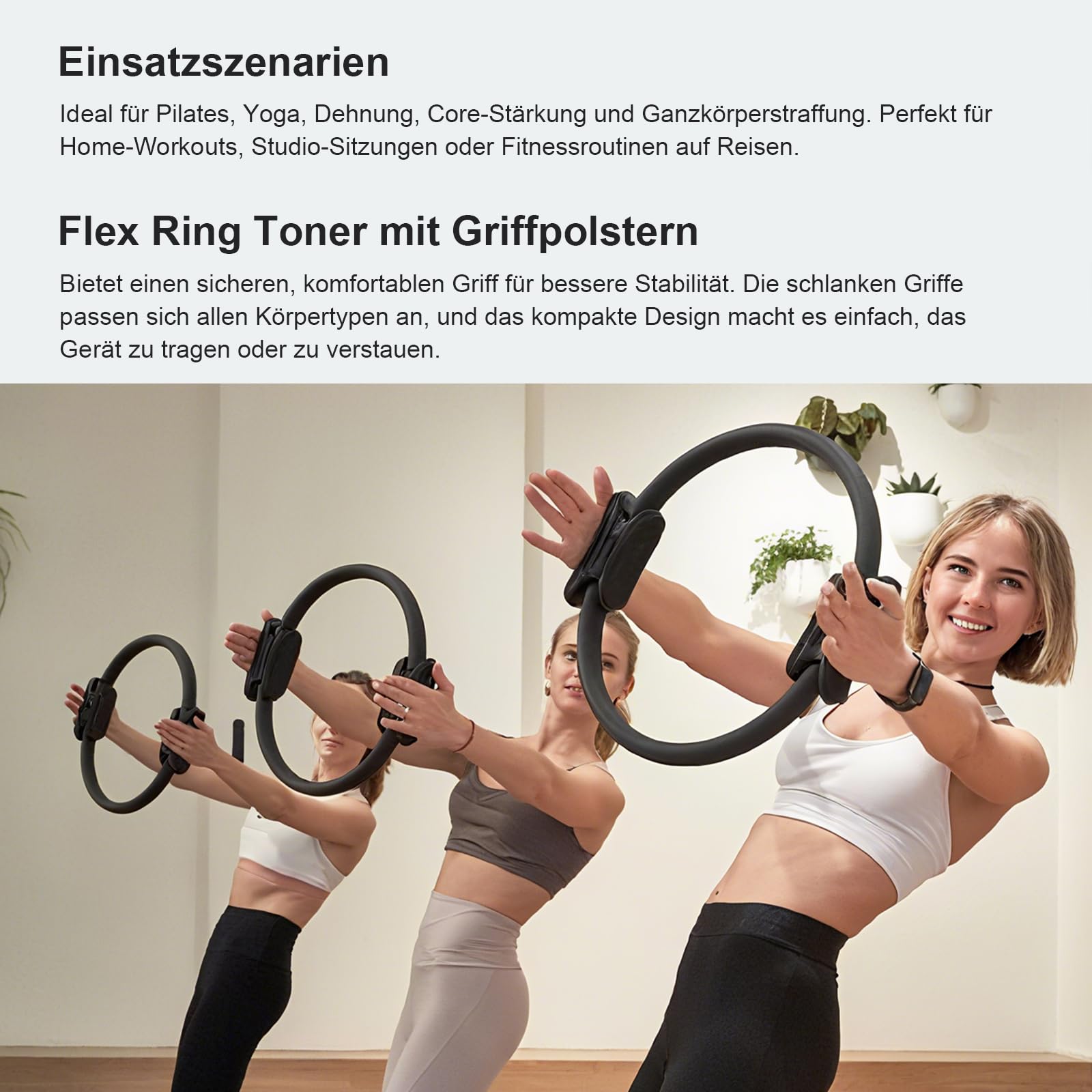 SURFOU Cerchio Pilates Diametro 37 cm, Anello Elastico Resistente con Maniglie Imbottite Antiscivolo, per Yoga e Fitness, Allenamento di Forza e Flessibilità per Cosce e Gambe