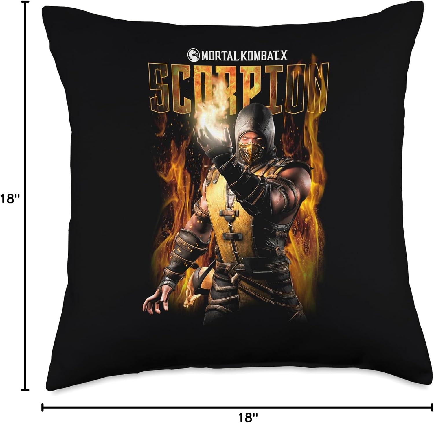 Mortal Kombat X Scorpion Flames Throw Pillow