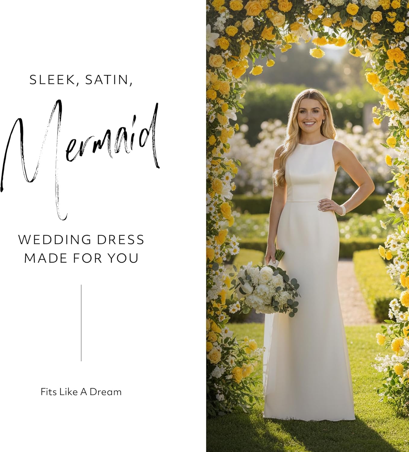 David's Bridal The Edit High Neck Satin Bow Back Mermaid Wedding Dress - Image 2