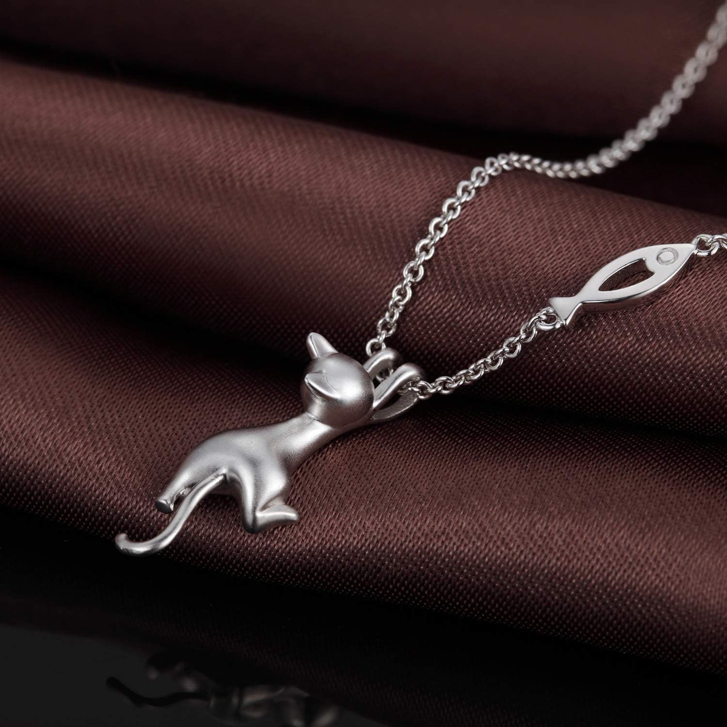 925 Sterling Silver Dog/Cat Pendant Necklace CZ Necklaces for Animals Lovers/Women/Men