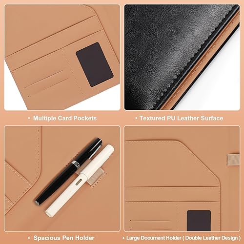 Miniatura 3 de EUPLONG Carpeta portapapeles Padfolio, carpeta organizadora de cartera, todo en uno con tarjetero de visita, ideal para entrevistas, currículums y