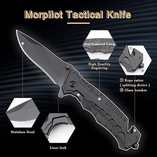 Miniatura 3 de Corfara Navaja de bolsillo grabada para padrinos de boda, padrino de boda, padrino de boda, regalo para boda, cuchillo de campamento con rompedor de