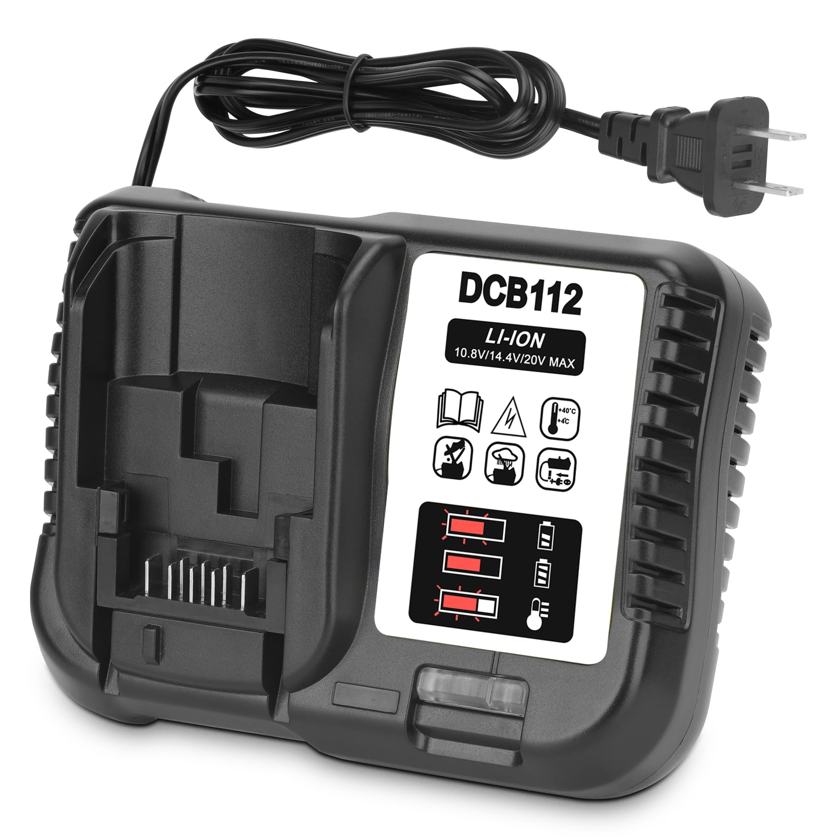 KUNLUN DCB112 20V Battery Charger for Dewalt 20 Volt MAX Lithium Battery Charger Compatible for 20V Max XR Li-ion Batteries DCB200 DCB201 DCB203
