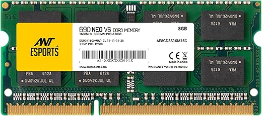 Ant Esports 690 NEO VS 8GB (1 * 8GB) DDR3 1600 MHz CL 11-11-11-28 SO-DIMM Laptop Memory – AE8GD3S16M16C