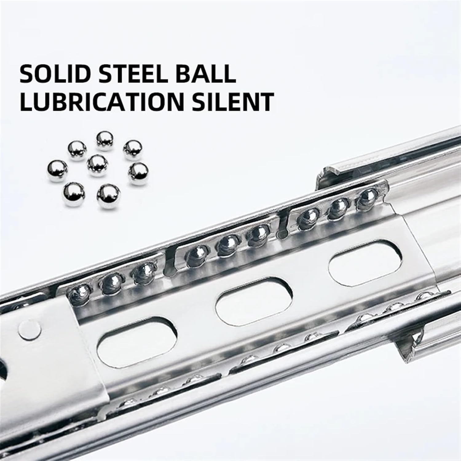 Side Mount Cabinet Runners Glides 10-22" Three Section Stainless Steel Drawer Slides Cushioned Silent Furniture Hardware(Buffer 12inch 30cm)