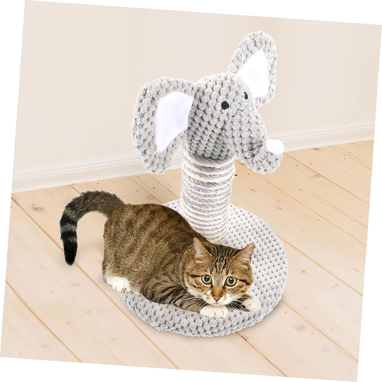 TEHAUX 2pcs Cat Scratching Post Elephant Zebra Design Indoor Vertical Kitten Climber Sisal Scratcher for Small Cats