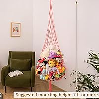 Vista 2 de Red novedosa para animales de peluche o hamaca de macramé para exhibir juguetes de felpa - 6.5 pies de altura - ¡Solo un gancho! Conveniente