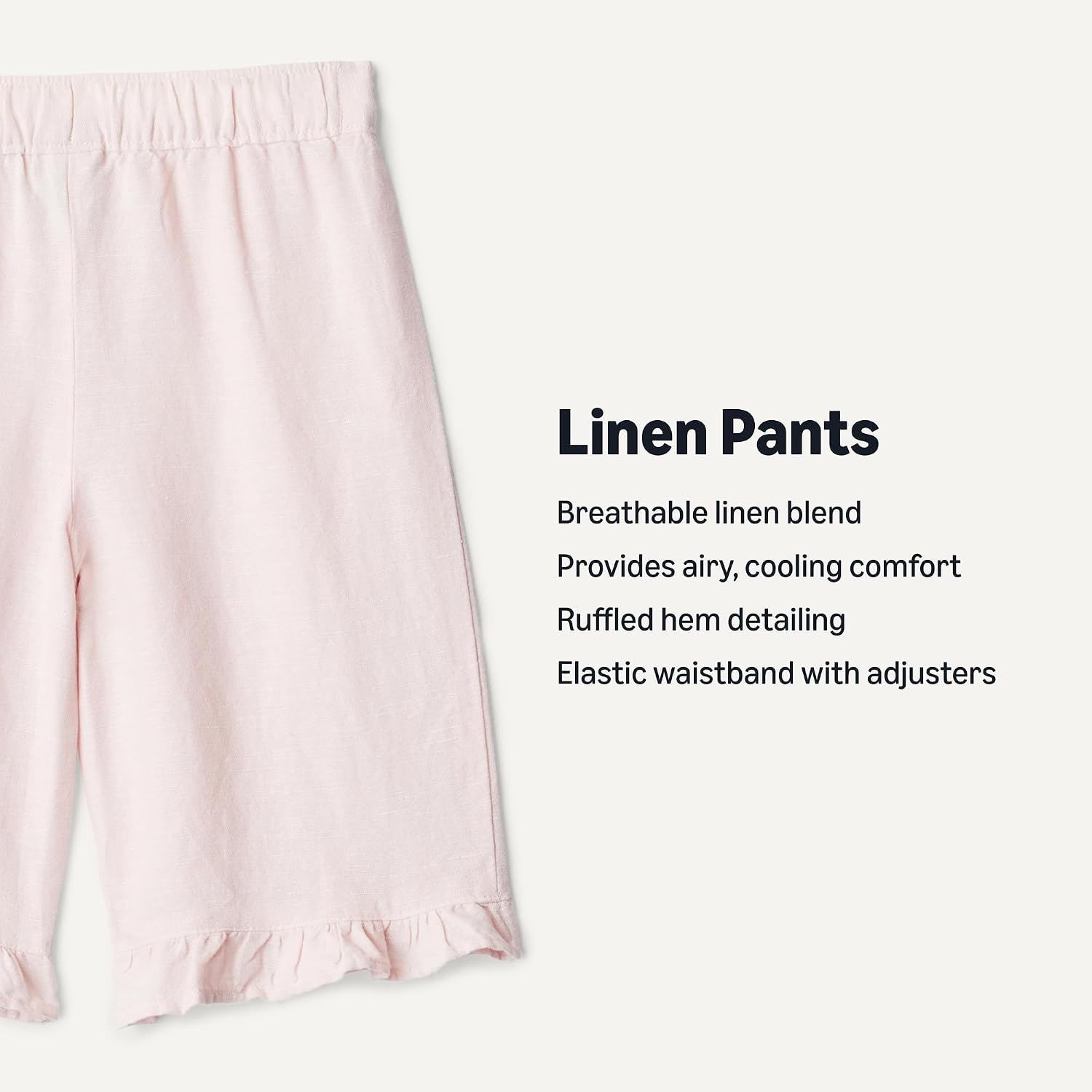 Amazon Essentials x Sofia Grainge Toddlers and Baby Girls' Cotton Linen Wide Leg Pull-on Pant with Ruffles