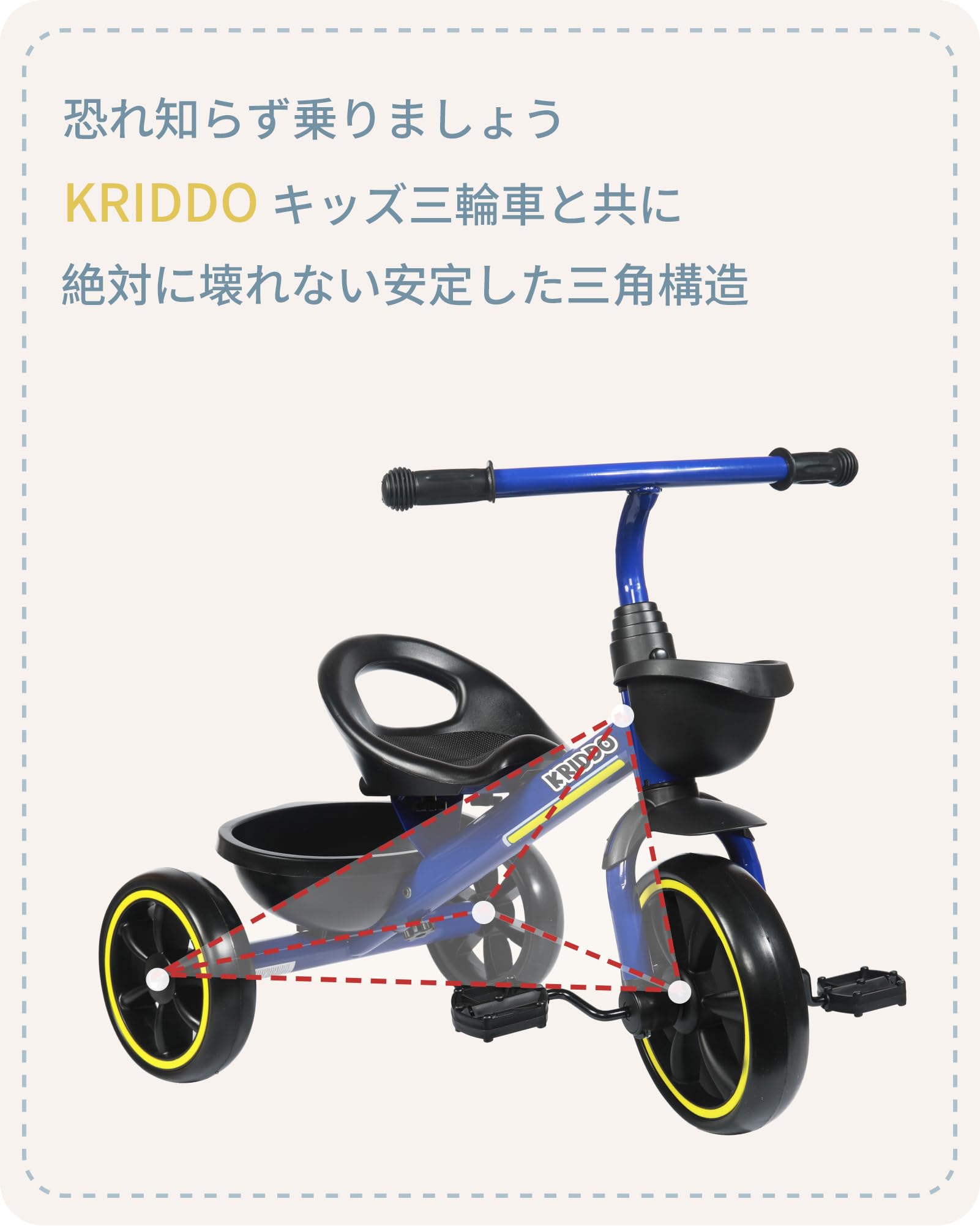 Amazon.co.jp: KRIDDO 三輪車 2歳 子供用三輪車 3歳〜5歳 転倒しにくい
