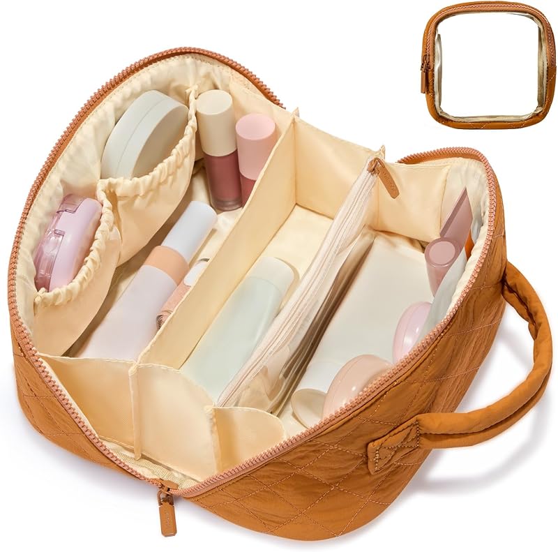Necessaire de maquiagem LOVEVOOK com zíper, conjunto com 2, laranja