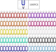 Pengxiaomei 100pcs Key Tags - 10 Colors, Plastic Luggage ID Tags with Ring - Key Rings