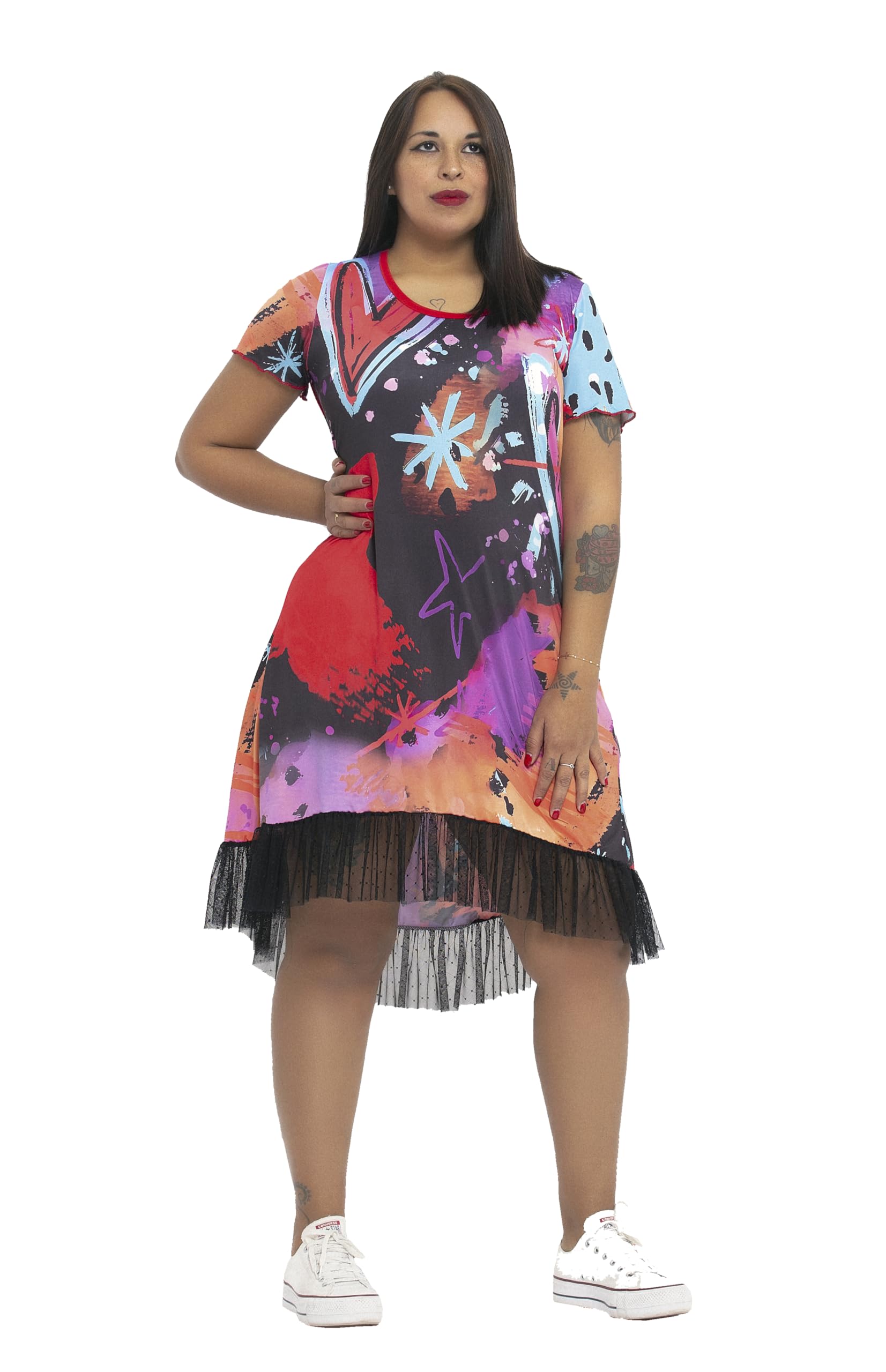 Genérico Vestido Estampado para Mujer de Talla Grande Desigual. Victoria 56.