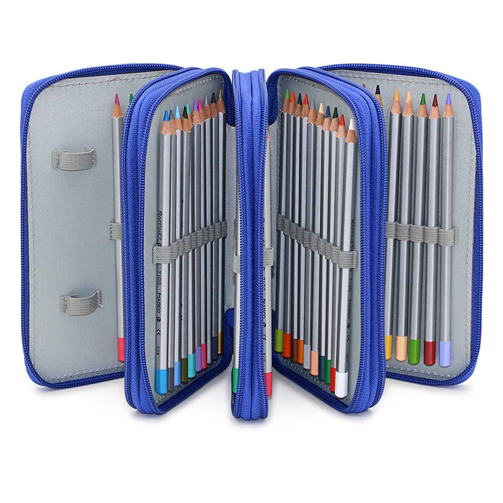 Ulalaza 72 Slot Pencil Case Large Capacity Portable Handy Watercolor Pencil Wrap Bag Holder Craft Supplies