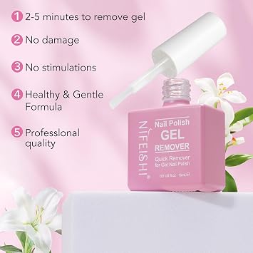 Gel Nail Polish Remover, (2pcs) Gel Polish Remover for Nails, No Need for Foil, Quick & Easy Polish Remover In 3-5 Minutes with 1 PCS Cuticle Pusher + 1 PCS Nail Polish Scraper