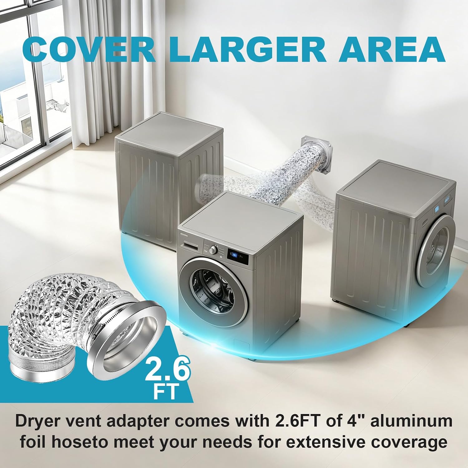 Magnetic Dryer Vent Kit DV180，Easy to Clean Quick Connect, Airtight Seal,Including a 3.3ft 4" Duct and 2 Clamps